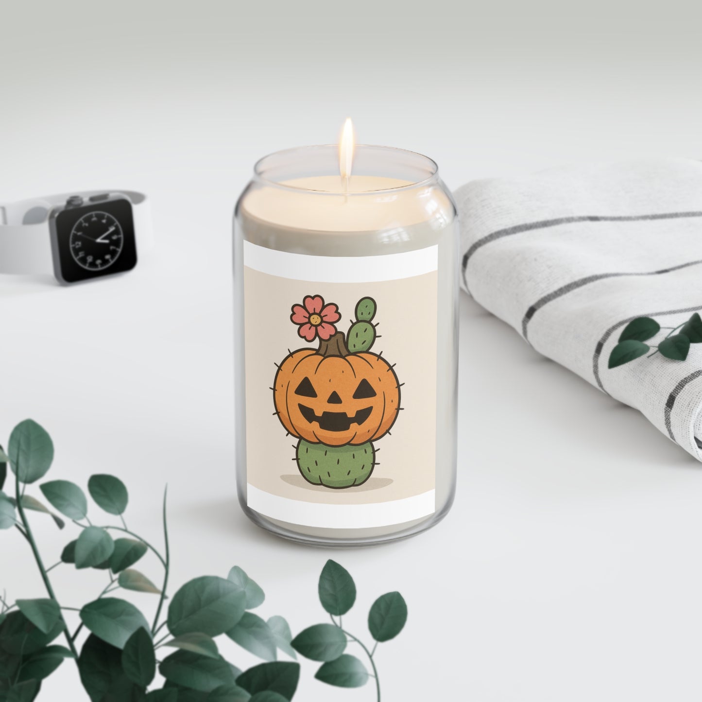 Halloween Cactus Pumpkin Scented Candle - Fall Decor, Aromatherapy, Cozy Home, Unique Gift, Seasonal Candle