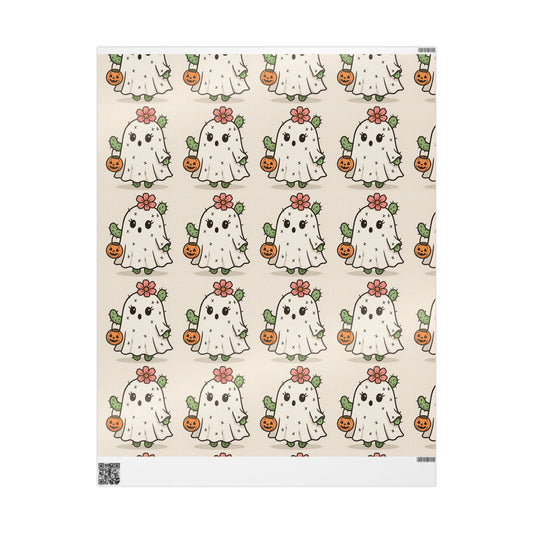 Cute Ghost Wrapping Paper, Halloween Gift Wrap, Spooky Season Decor, Kids Party Supplies, Fun Eco-Friendly Gift Wrap