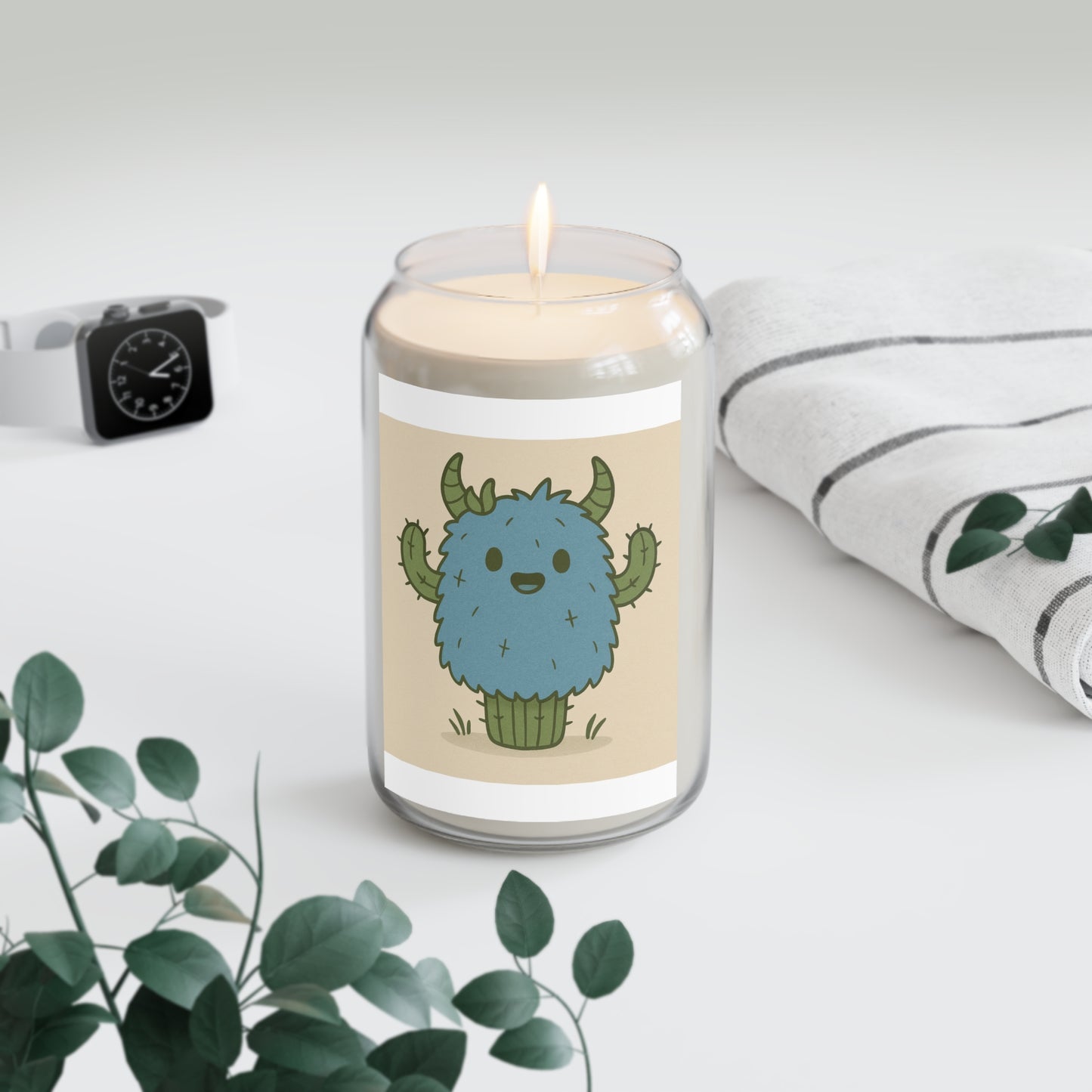 Blue Boo Cactus Scented Soy Candle, Cozy Home Decor, Unique Gift for Plant Lovers, Fun Aromatherapy, Birthday Present, Holiday Decor