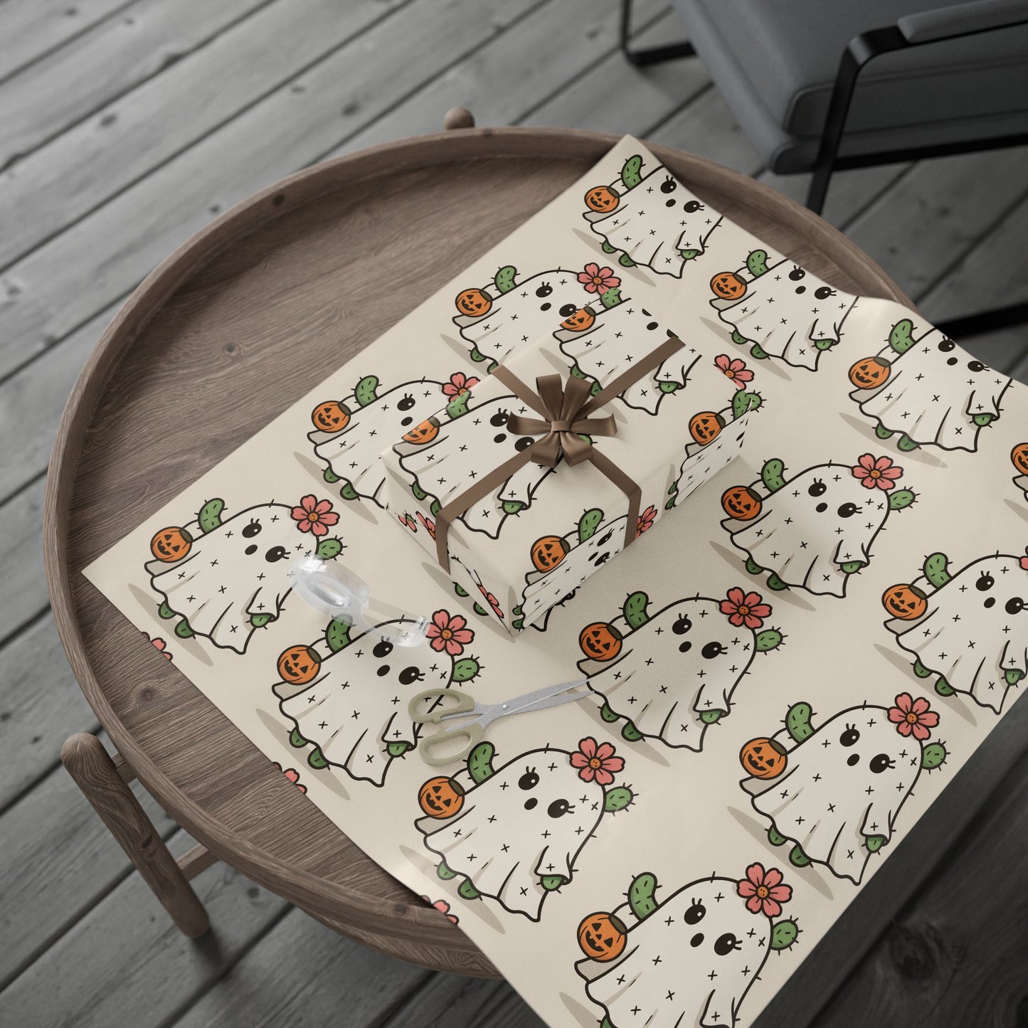 Cute Ghost Wrapping Paper, Halloween Gift Wrap, Spooky Season Decor, Kids Party Supplies, Fun Eco-Friendly Gift Wrap