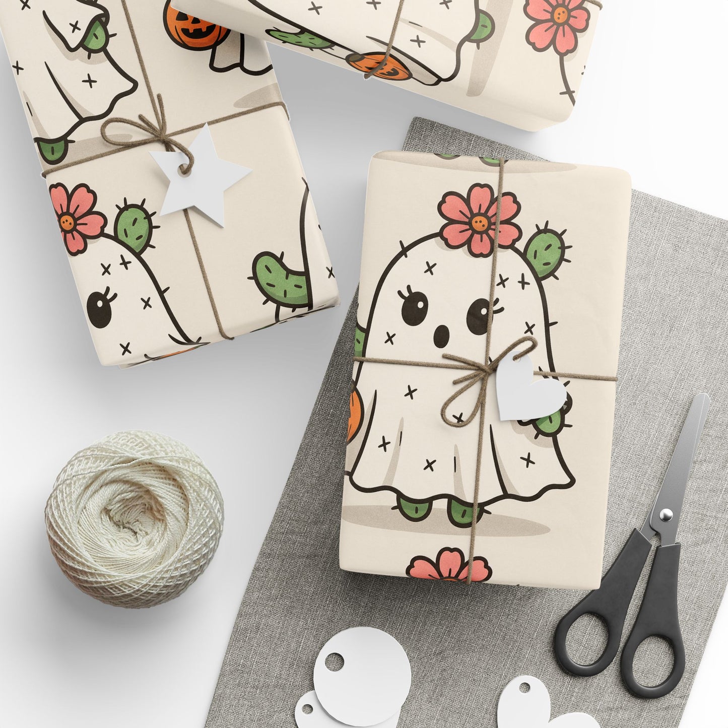 Cute Ghost Wrapping Paper, Halloween Gift Wrap, Spooky Season Decor, Kids Party Supplies, Fun Eco-Friendly Gift Wrap