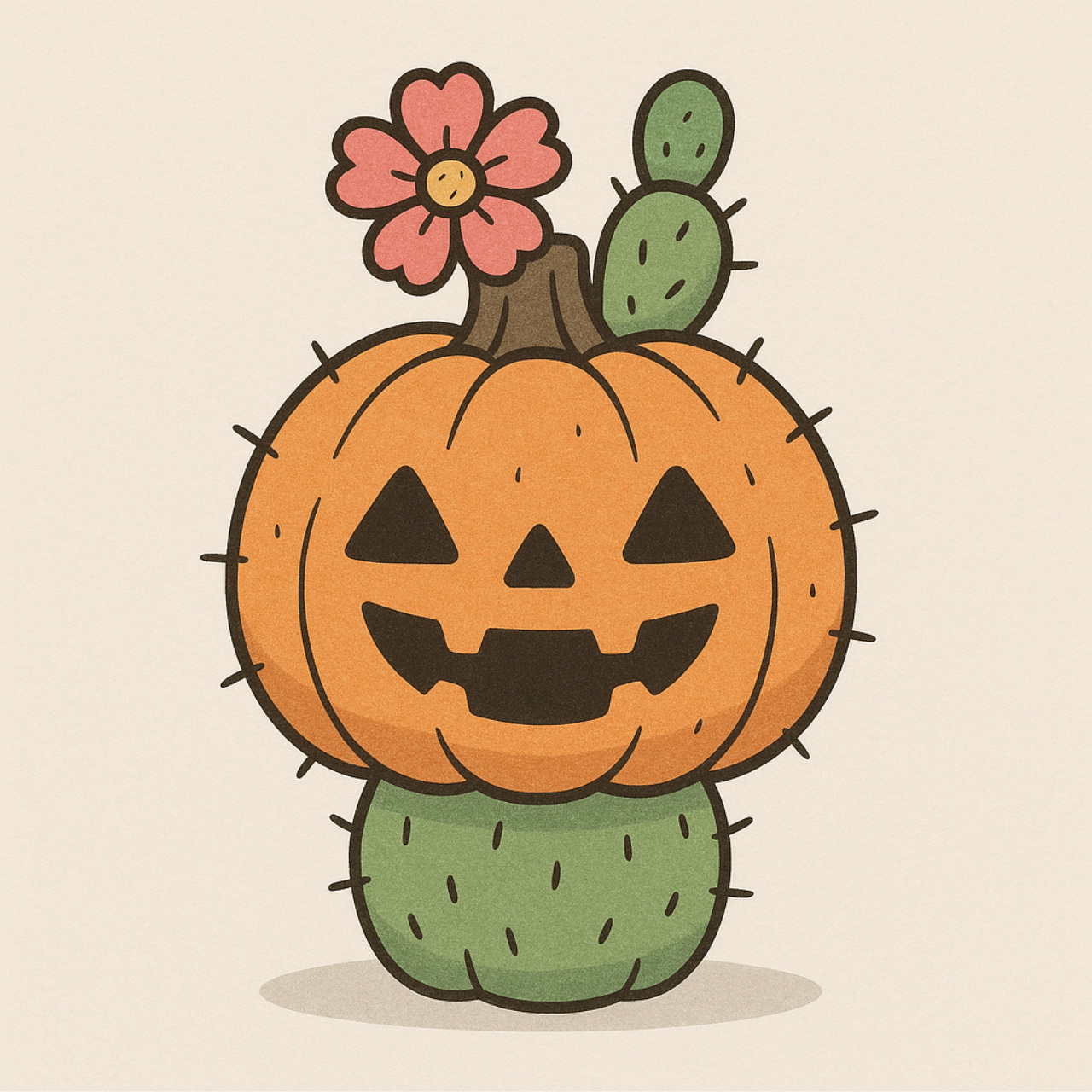 Cactus Pumpkin Kiss-Cut Stickers - Halloween Decor, Laptop Accessories, Fall Decor, Party Favors, Gift Ideas
