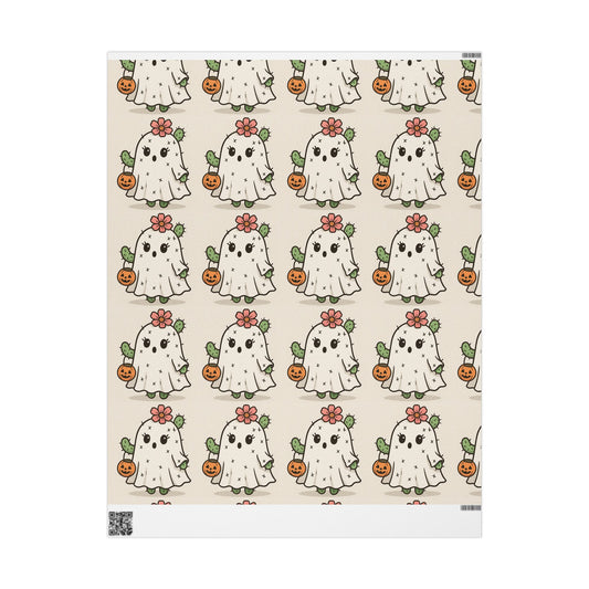Cute Ghost Wrapping Paper, Halloween Gift Wrap, Spooky Season Decor, Kids Party Supplies, Fun Eco-Friendly Gift Wrap