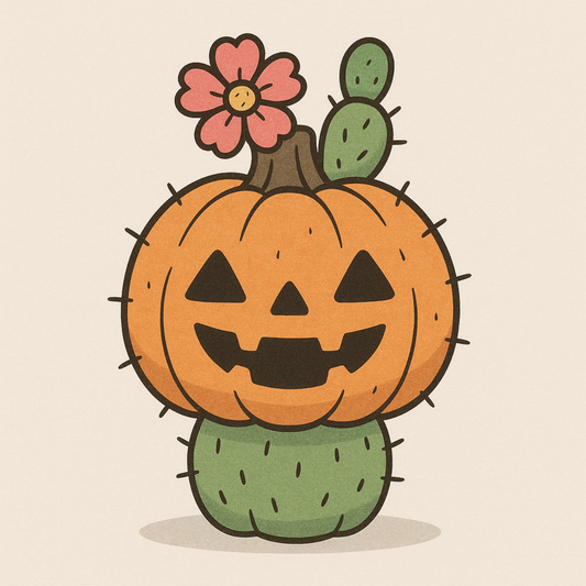 Cactus Pumpkin Kiss-Cut Stickers - Halloween Decor, Laptop Accessories, Fall Decor, Party Favors, Gift Ideas